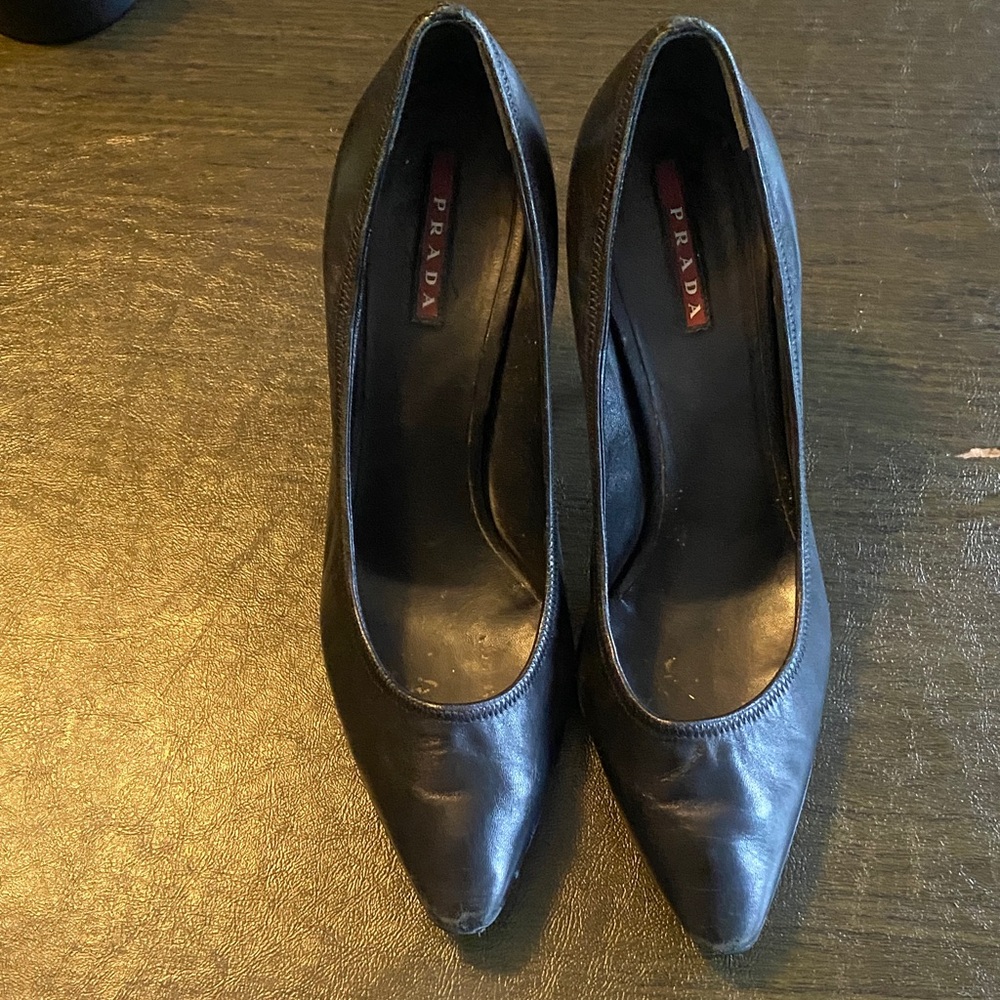 Prada Black Leather Heels for Women